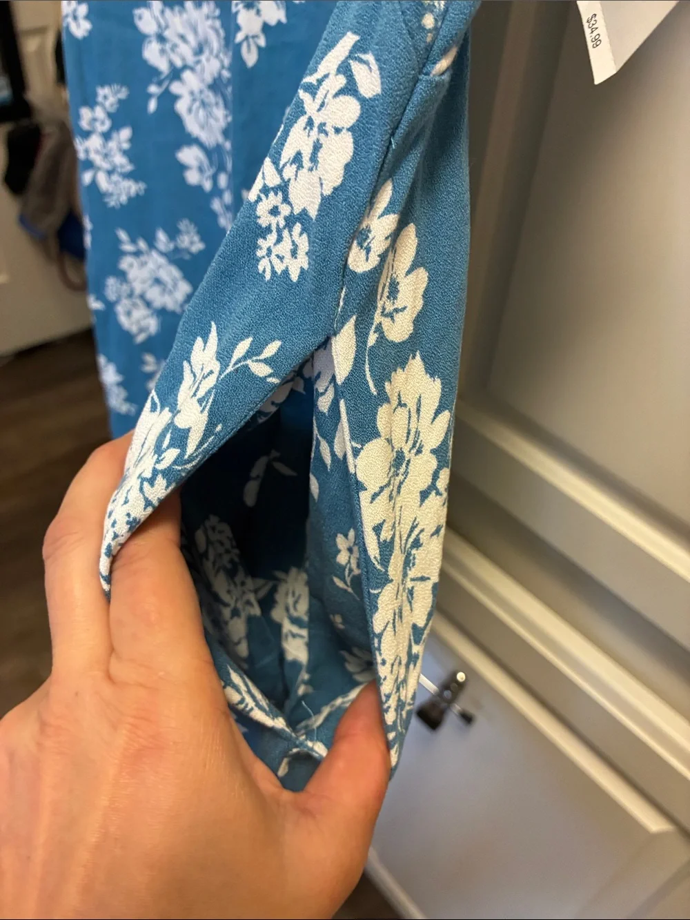 Old Navy blue and white bold floral Printed Crepe Mini Dress w/ pockets  NWT